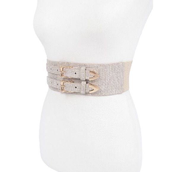 Natural Linen Stretch Corset Waist Statement Belt - Picture 3 of 6